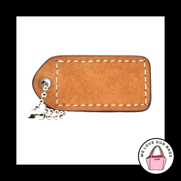 2" Med Y2K VINTAGE COACH White & Saddle Leather Fob Bag Charm Keychain Hang Tag - Picture 2 of 2